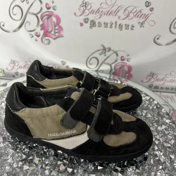 Dolce & Gabbana sneakers Velcro runners black beige classy preppy shoes slip on - Picture 11 of 13